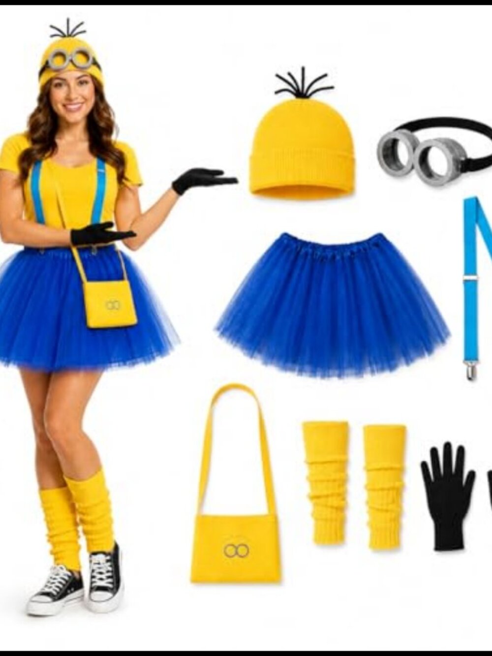 7 Pc Halloween Costume Set Women Tutu Suspenders Goggles Party Cosplay